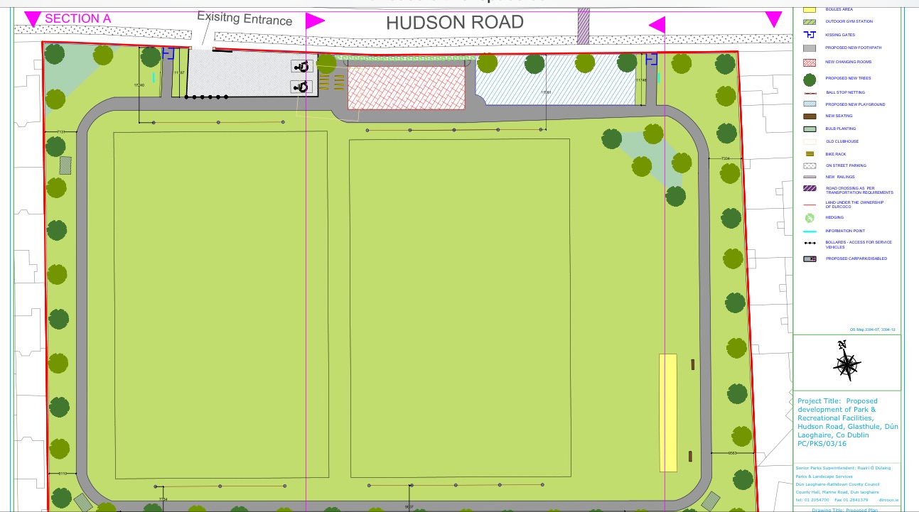 The proposed drawings for the Hudson Road field