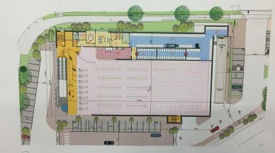 The proposed car park layout including that of the "under-croft" car parking (under the 1st floor of the Lidl retail unit)